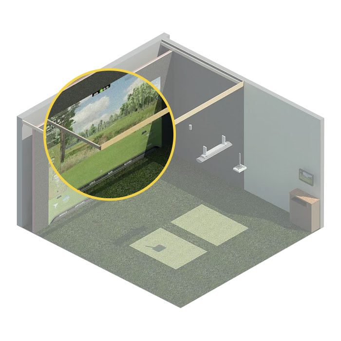 A golf simulator projector screen