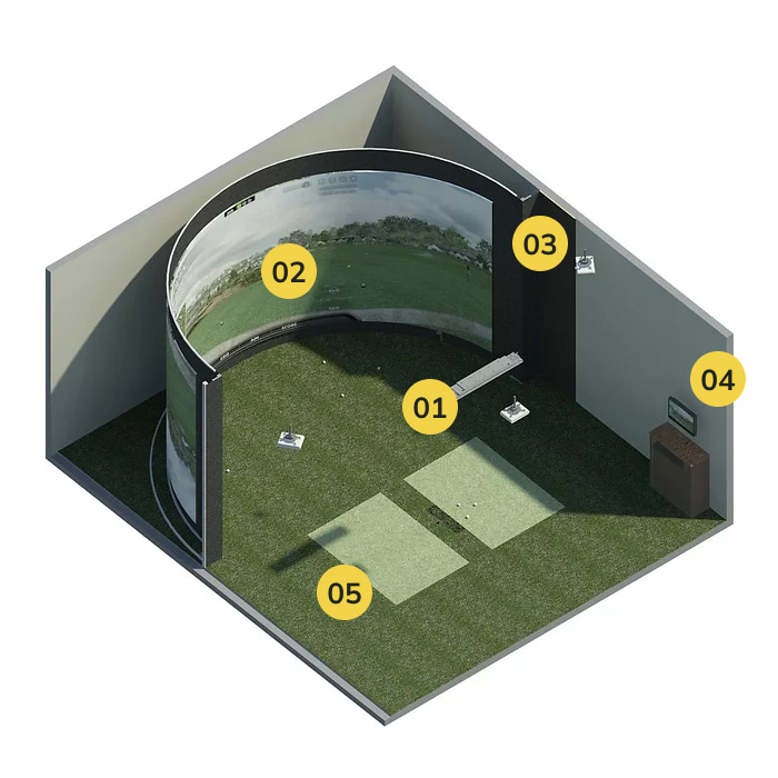 A rendering of a golf simulator