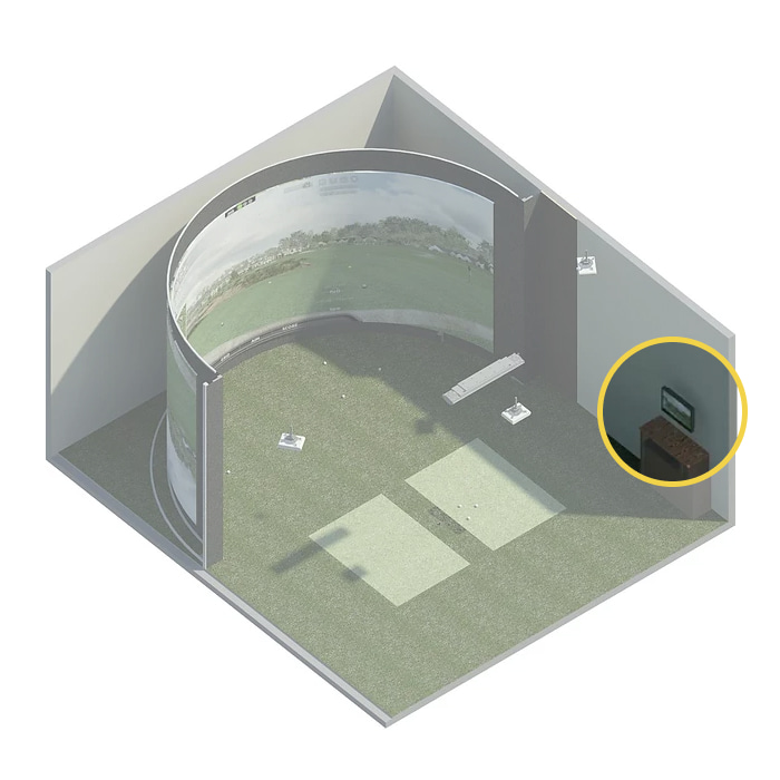 A golf simulator touch screen